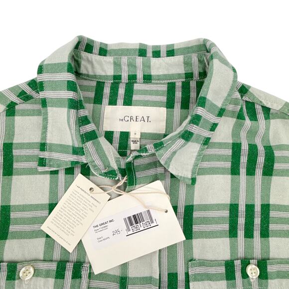 THE GREAT. The Harbor Shirt in Bright Green Pioneer Plaid 0|XS - Picture 5 of 13